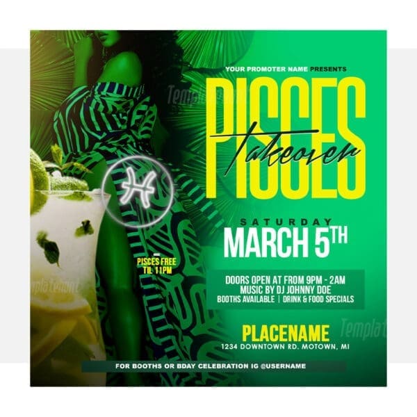 Pisces Takeover Flyer Template