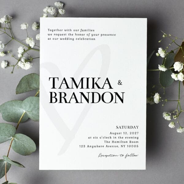 Minimalist Wedding Invitation 5" X 7" Template