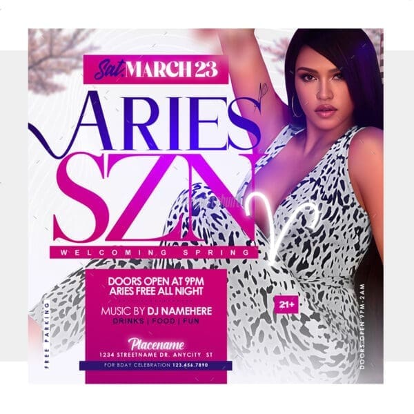 Aries SZN Flyer Template