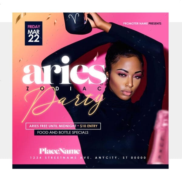 Aries Zodiac Party Flyer Template