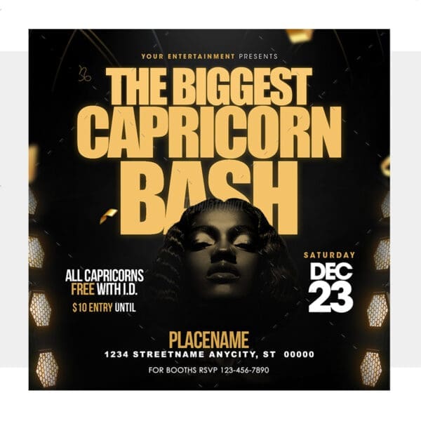 The Biggest Capricorn Bash Flyer