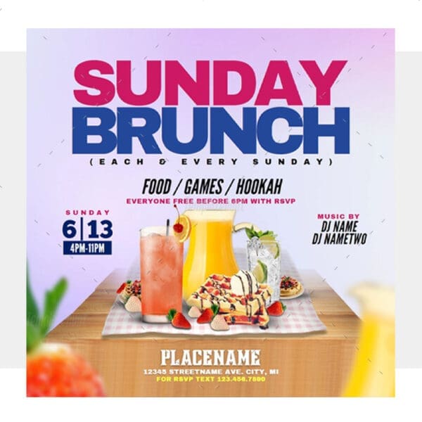 Sunday Brunch Invitation Flyer Template