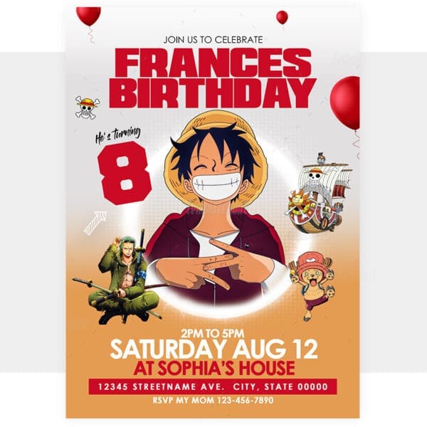 Anime Birthday Boy Invitation Template