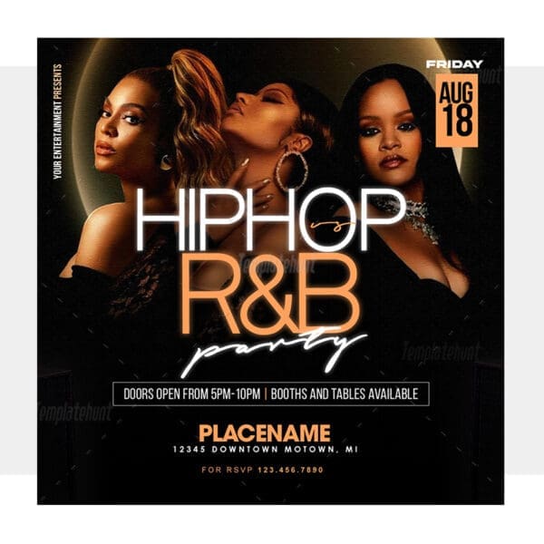 HipHop Vs. R&B Party Flyer Template