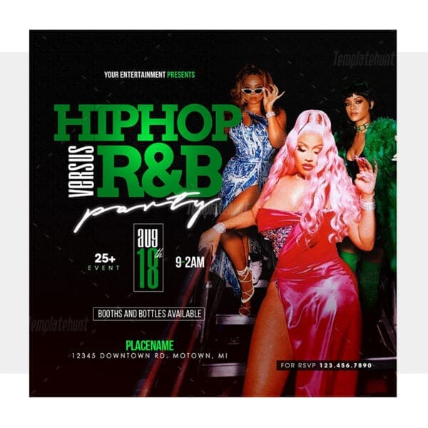 Hip Hop Vs. R&B Party Flyer Template