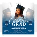 Blue Graduation Invitation Template (Canva)